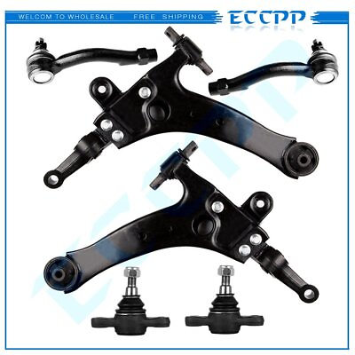 #ad 6Pcs Lower Control Arms Ball Joints Outer Tie Rod Ends For 99 05 Hyundai Sonata