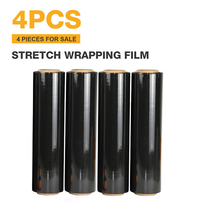#ad 18quot; x 1500FT Black Pallet Black Wrap Stretch Films Shrink Hand Wrap 100 Gauge