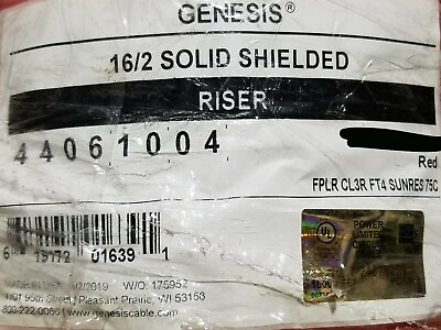 #ad Honeywell Genesis 4406 16 2C Solid Riser Shielded Fire Alarm Cable Red 100ft