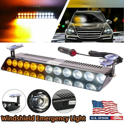 #ad 12 LED Car Strobe Light Emergency Flash Windshield Warning Lamps12V Amber White