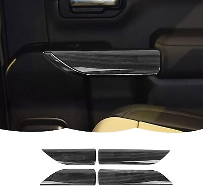 #ad 4x Black Wood Door Panel Strip Decor Cover Trim For Chevrolet Silverado 2019 22