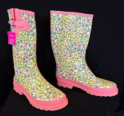 #ad NEW Liberty of London for Target Pink Flower Rain Boots Wellies Galoshes 8 NWT