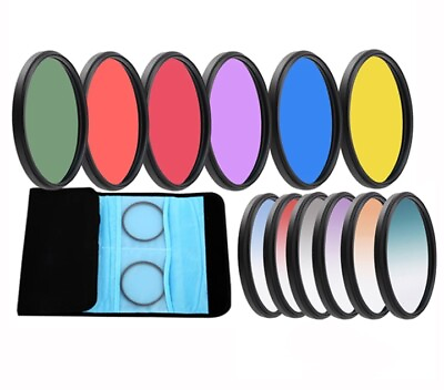 #ad 18pcs 49 82mm ALL Full Gradual Color Filter for Canon DSLR Camera Lens Glass