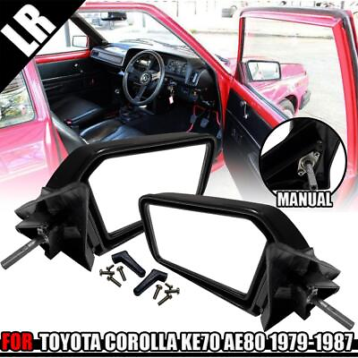 #ad SIDE VIEW MANUAL FOLD MIRRORS PAIR FIT TOYOTA COROLLA KE70 AE80 82 EE80 1979 87
