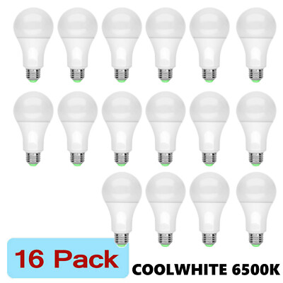 #ad 16 LED Light Bulbs 15W Eq. 100W Replacement Daylight Cool White 6500K A19 E26