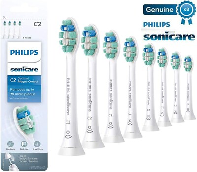 #ad 8x For Philips Sonicare C2 Optimal Plaque Control Set of 8 Toothbrush Heads New