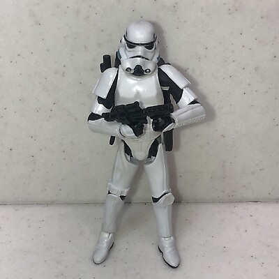 #ad Star Wars 2005 White Storm Trooper Action Figure Backpack Gun 3.75quot; LFL Hasbro