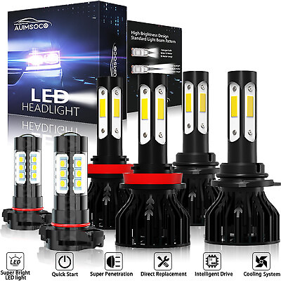 #ad #ad For 2007 2013 GMC Sierra 1500 2500 3500 HD 6x LED Headlight Bulbs Fog Light Kit