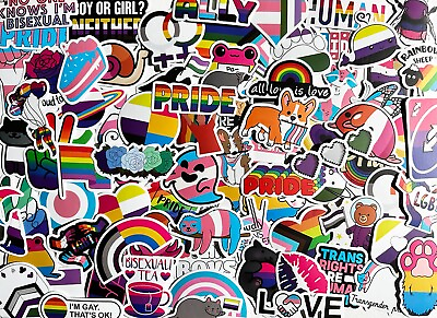 #ad 50 PRIDE MIX Stickers LGTBQ Rainbow Trans Bisexual lesbian Free Shipping*