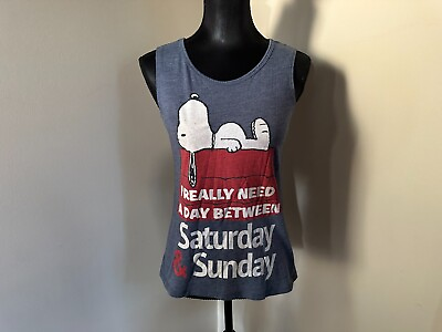 #ad PEANUTS Snoopy #x27;I really need a day#x27; Womens official tank top t shirt Small blue