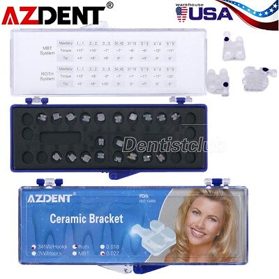 #ad AZDENT Dental Orthodontic Clear Ceramic Braces Brackets Roth.022 Hooks 3 4 5