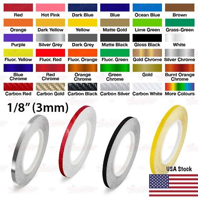 #ad 1 8quot; Roll Vinyl Pinstriping Pin Stripe Solid Line Car Tape Decal Stickers 3mm
