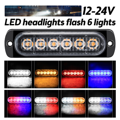 #ad 2PCS 6 LED Strobe Light Bar Car Truck Flashing Warning Hazard Beacon 12V 24V