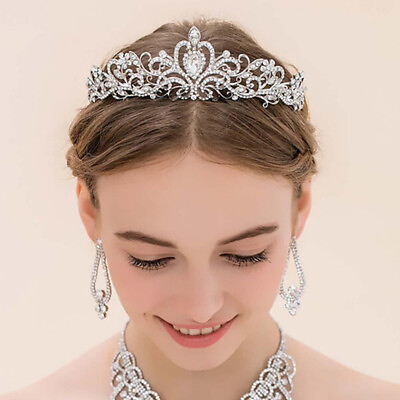 #ad Women Girls Elegant Wedding Bride Crown Headwear Rhinestone Tiaras ji
