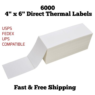 #ad 6000 4x6 Fanfold Direct Thermal Shipping Labels Perforated Label Lot USA MADE