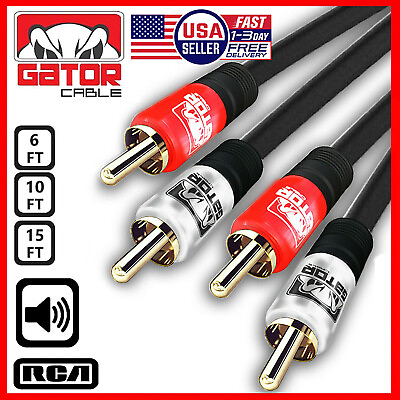 #ad 2 RCA to 2 RCA Male Stereo Audio Patch Coaxial Cable Cord L R Gold Plated Plug