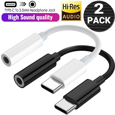 #ad 2x USB C Type C Adapter Port to 3.5mm Aux Jack Ear Headphone for Samsung S23 S21