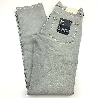Paige Federal Slim Straight Fit Jeans Mens Size 28 X 33 Light Gray Denim Zip Fly