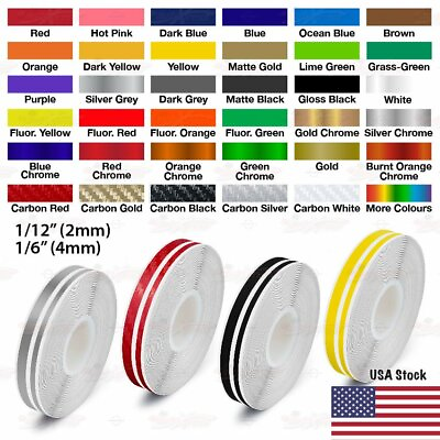 #ad 1 2quot; Roll Vinyl Pinstriping Pin Stripe Double Line Car Tape Decal Stickers 12mm