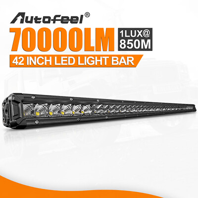 #ad 42 inch Slim LED Light Bar Single Row Spot Flood Combo For Boat Ford Pickup Jeep