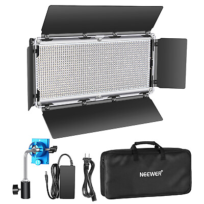 Neewer Dimmable 1320 LED Video Light Bi Color 3200 5600K with Barndoor Carry Bag