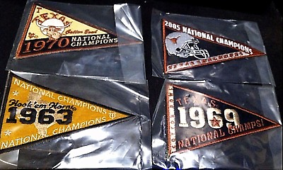 #ad University of Texas 2011 Upper Deck Pennant Patch SET of All 4 National Champs