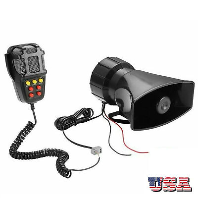 #ad 80W 12V 7 Sound Loud Car Alarm Police Fire Horn Siren PA Speaker MIC System M2L0