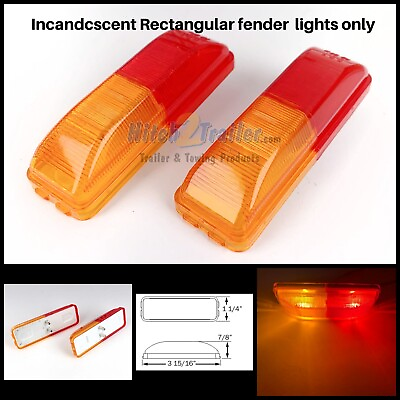 #ad 2 Red Amber fender Marker Clearance Lights Optronics 1 1 4 x 3 3 4quot; lights only