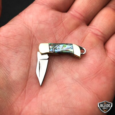 #ad WORLDS SMALLEST WORKING POCKET KNIFE Tiny Miniature REAL Blade Abalone Pearl