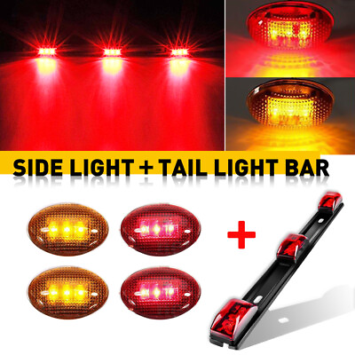 #ad For 99 10 Ford F350 Red Amber LED Dually Fender Marker Lamps w ID Tail Lamp