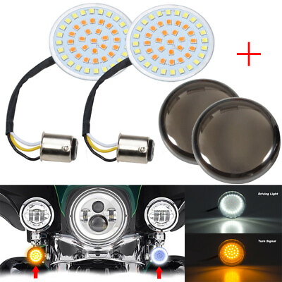1157 LED Turn Signals Light Inserts Smoke Lens for Harley Street Road Glide NEW