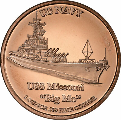 #ad 1 oz Copper Round USS Missouri