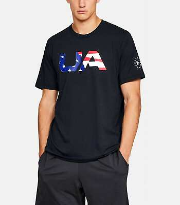 #ad Under Armour Men#x27;s Freedom Big Flag Logo Black T shirt Short Sleeve 1333352 001