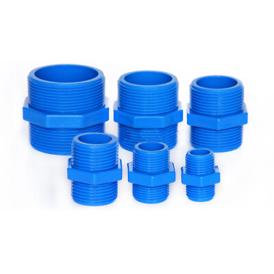 #ad 1 2quot; 2quot; Blue PVC Nipples Threaded Pipe Fittings Connector BSP Male Adapter