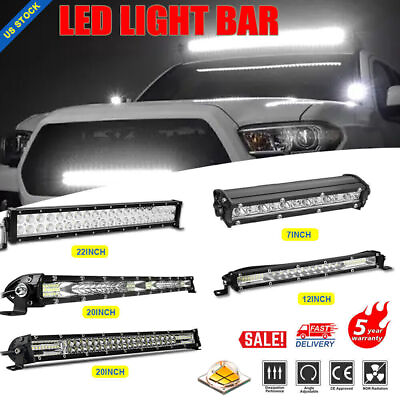 #ad 7 10 20 22inch LED Bar Light Flood Spot Combo For Jeep Offroad Driving Truck 4WD