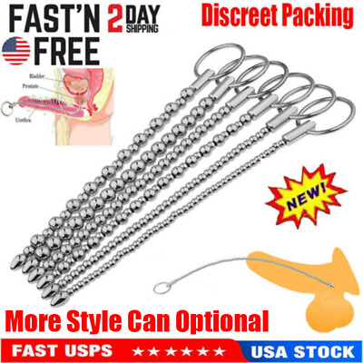 #ad Male Stainless Steel Urethral Dilators Beads Sounding Rod Penis Plug Enhancer