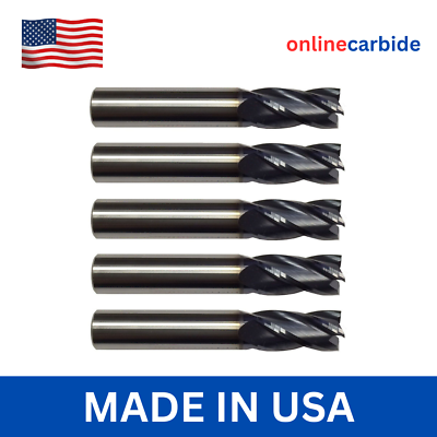 #ad 5 PCS 1 4quot; 4 FLUTE CARBIDE END MILL TiALN COATED