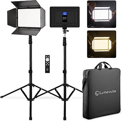 #ad Lume Cube Studio Panel LED Bi Color 2 Light Kit with Barndoors and Stands