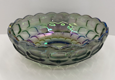 #ad #ad Federal Glass Yorktown Candy Serving Bowl Iridescent Smoke Gray Carnival Glass