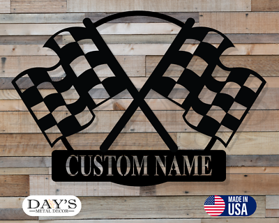 #ad Customizable Metal Checkered Racing Flags sign Race Car Sign Racing Sign Gift