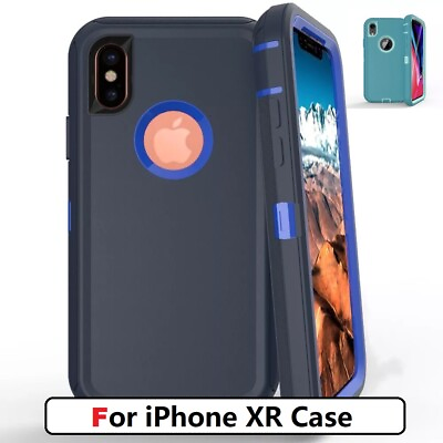 #ad For iPhone XR Super Hight Hard Shockproof Case Rugged Hard Cover Blue amp; Green US