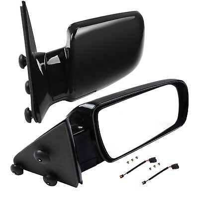 #ad Manual Fold Side View Tow Mirrors Pair Black For 1988 98 GMC Chevy Pickup Truck