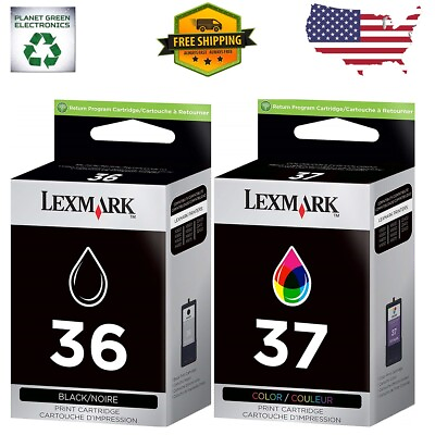 #ad Black Genuine Lexmark 36 37 2PK Ink Cartridges X Series X3650 Z Series Z2420