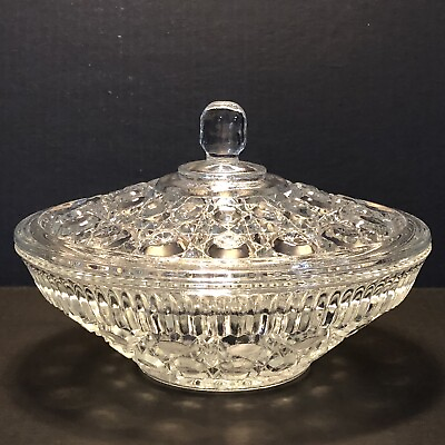 #ad #ad Federal Indiana Glass Windsor Button and Cane Covered Candy Bowl Dish USA