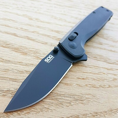 #ad SOG Terminus XR Folding Knife D2 Tool Steel Blde Black Terminus G 10 Handle