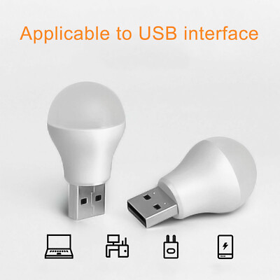 10X USB Portable LED Mini Nights Light Small Round Lamp Computer Mobile Power US