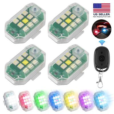 #ad 4xRechargeable Flashing Lights Wireless LED Strobe Light for Motorcycle Car Bike
