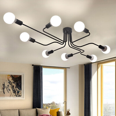 #ad Modern Ceiling Light Fixture 8 Light LED Flush Mount Sputnik Chandelier Lighting