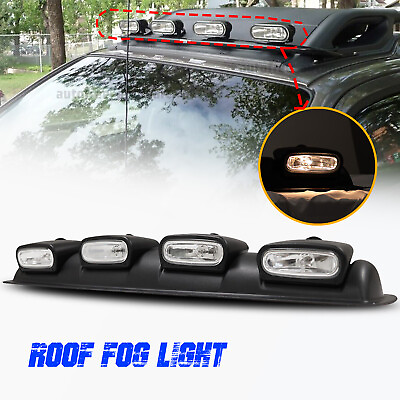#ad Universal LED Off road Neo Black Frame Chrome Lens Roof Top Mounted Fog Light