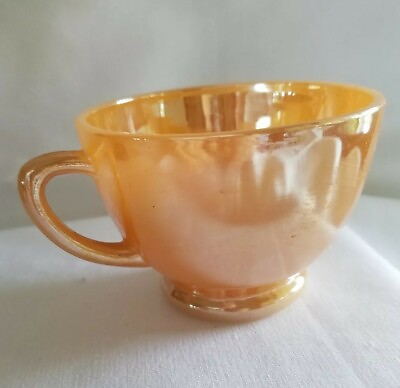 #ad Vintage milk glass Peach Luster Golden Iridescent Coffee Tea Cup Federal